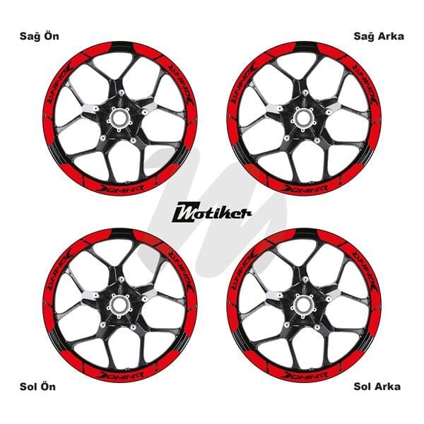 BAJAJ DOMINAR İÇ DIŞ JANTSTİCKER ETİKET MODELİ KIRMIZI