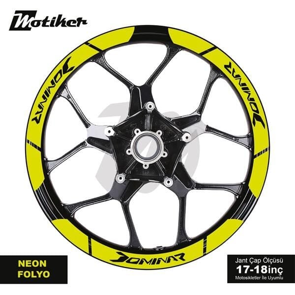 BAJAJ DOMINAR İÇ DIŞ JANTSTİCKER ETİKET MODELİ NEON SARI (YEŞİL)