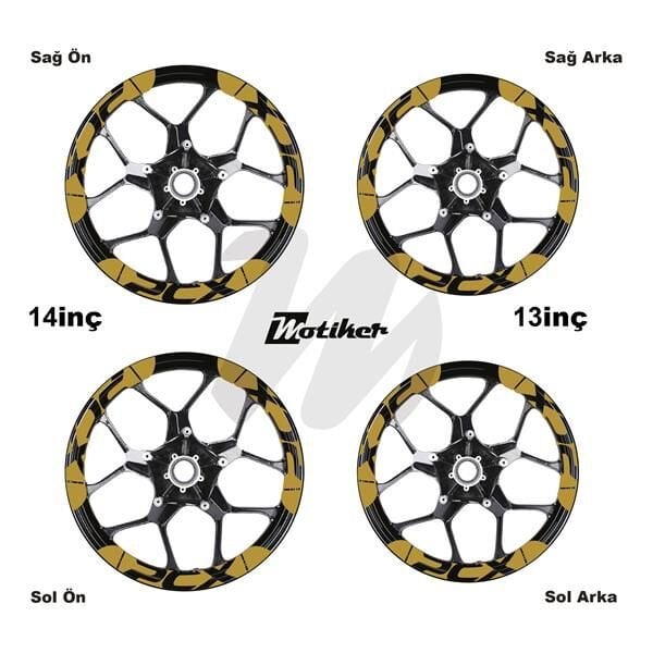 HONDA PCX İÇ DIŞ JANT STİCKER ETİKET MODELİ METALİK GOLD