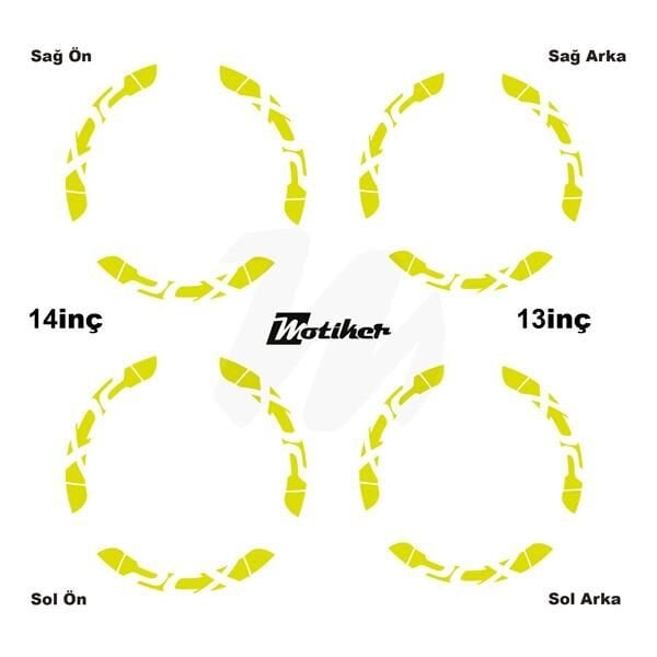 HONDA PCX İÇ DIŞ JANT STİCKER ETİKET MODELİ NEON SARI (YEŞİL)