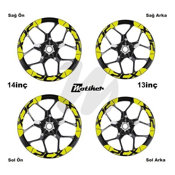 HONDA PCX İÇ DIŞ JANT STİCKER ETİKET MODELİ NEON SARI (YEŞİL)