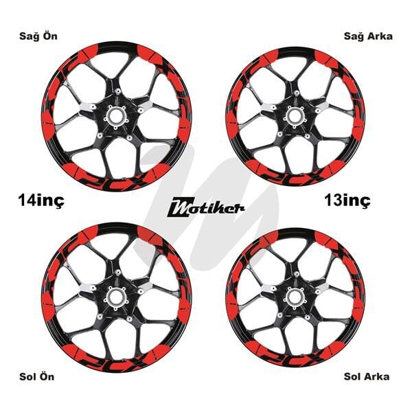 HONDA PCX İÇ DIŞ JANT STİCKER ETİKET MODELİ NEON TURUNCU