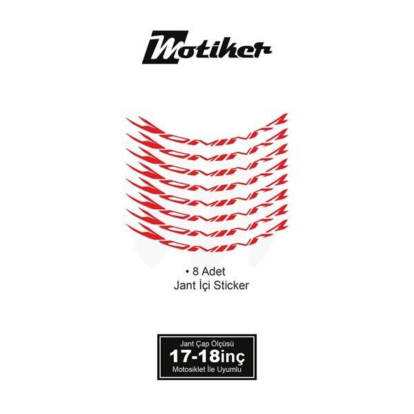 BAJAJ DOMINAR JANT İÇİ YAZI STİCKER ETİKET MODELİ KIRMIZI