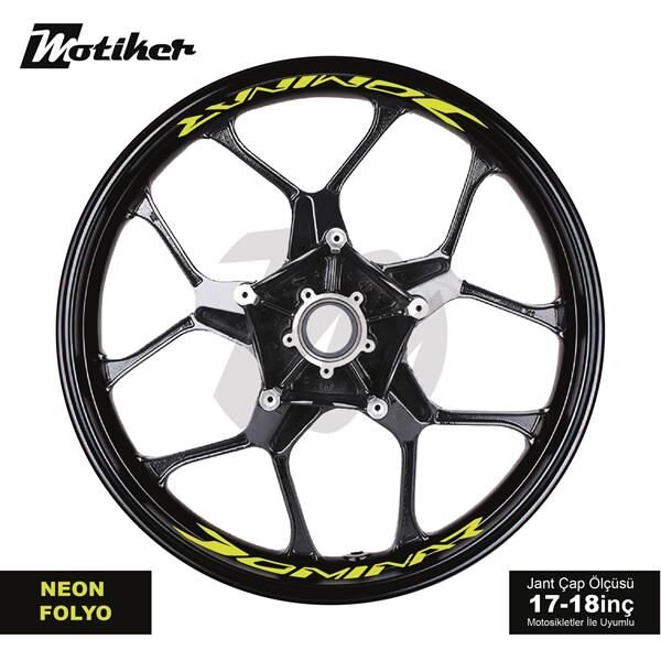 BAJAJ DOMINAR JANT İÇİ YAZI STİCKER ETİKET MODELİ NEON SARI (YEŞİL)