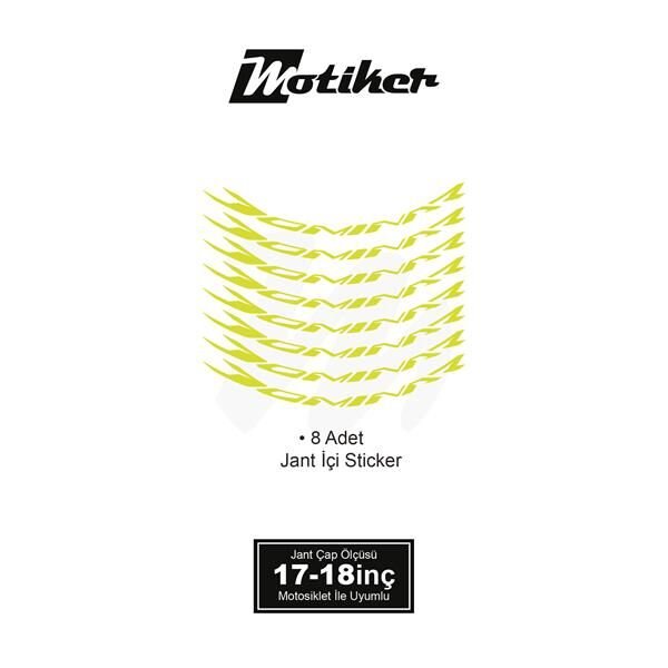 BAJAJ DOMINAR JANT İÇİ YAZI STİCKER ETİKET MODELİ NEON SARI (YEŞİL)