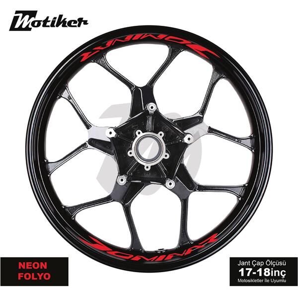 BAJAJ DOMINAR JANT İÇİ YAZI STİCKER ETİKET MODELİ NEON TURUNCU