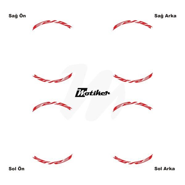 YAMAHA YZF-R3 JANT İÇİ YAZI STİCKER ETİKET MODELİ KIRMIZI