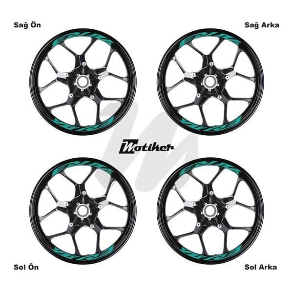 YAMAHA YZF-R3 JANT İÇİ YAZI STİCKER ETİKET MODELİ TURKUAZ