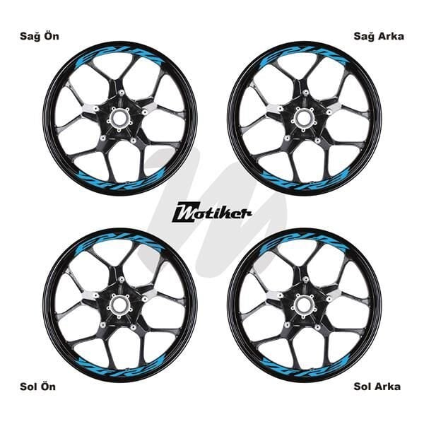 YAMAHA YZF-R3 JANT İÇİ YAZI STİCKER ETİKET MODELİ AÇIK MAVİ