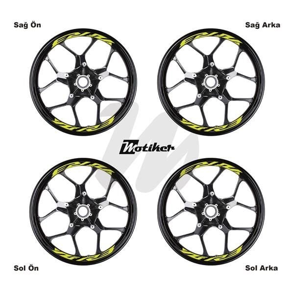 YAMAHA YZF-R3 JANT İÇİ YAZI STİCKER ETİKET MODELİ NEON SARI (YEŞİL)