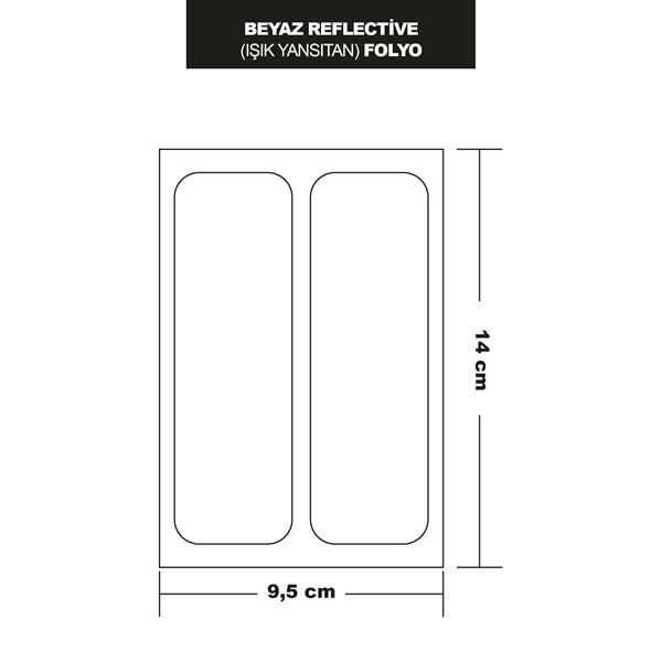 BEYAZ REFLECTİVE (IŞIK YANSITAN) FOLYO 2Lİ DİKDÖRTGEN 14x9,5 CM