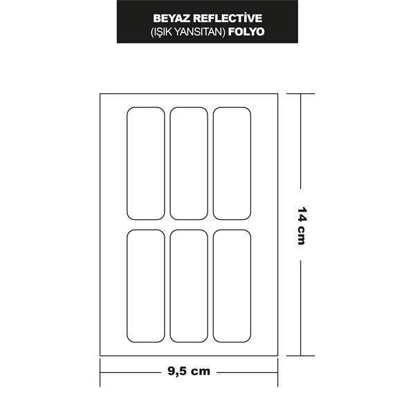 BEYAZ REFLECTİVE (IŞIK YANSITAN) FOLYO 6LI DİKDÖRTGEN 14x9,5 CM