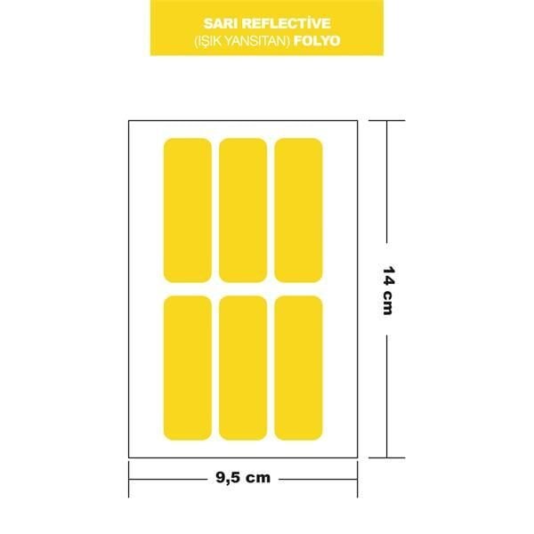 SARI REFLECTİVE (IŞIK YANSITAN) FOLYO 6LI DİKDÖRTGEN 14x9,5 CM