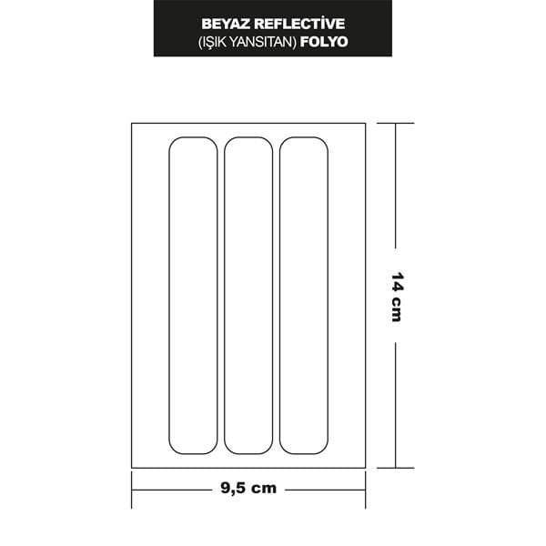 BEYAZ REFLECTİVE (IŞIK YANSITAN) FOLYO 3LÜ DİKDÖRTGEN 14x9,5 CM