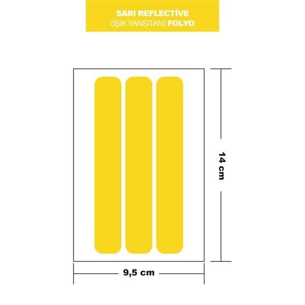 SARI REFLECTİVE (IŞIK YANSITAN) FOLYO 3LÜ DİKDÖRTGEN 14x9,5 CM