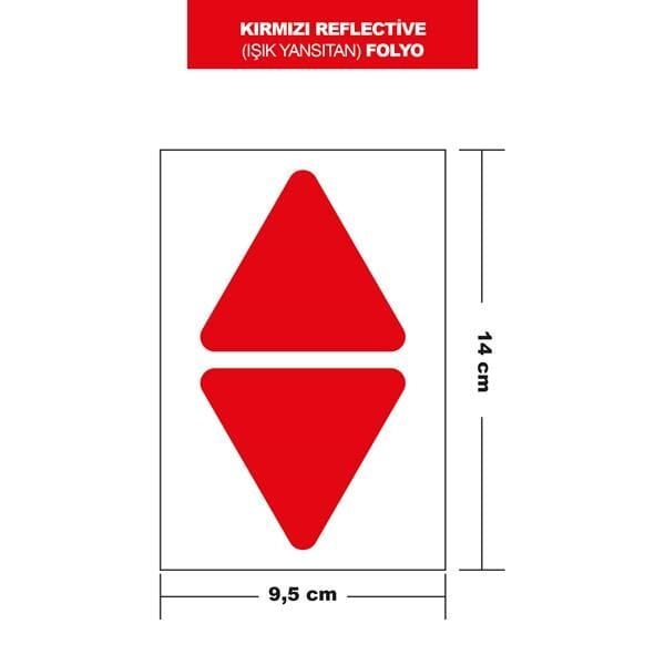 KIRMIZI REFLECTİVE (IŞIK YANSITAN) FOLYO 2Lİ ÜÇGEN 14x9,5 CM