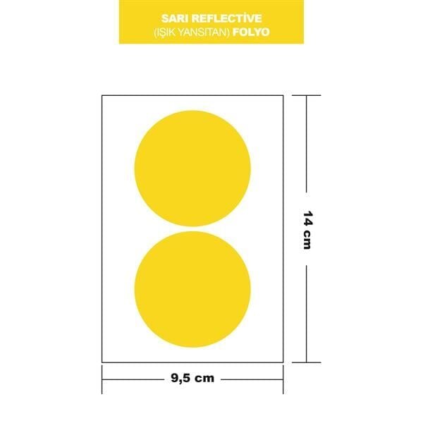 SARI REFLECTİVE (IŞIK YANSITAN) FOLYO 2Lİ YUVARLAK 14x9,5 CM