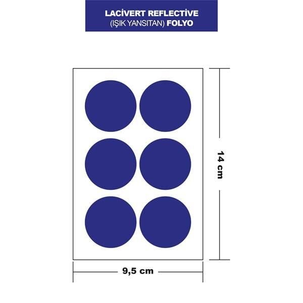 MAVİ REFLECTİVE (IŞIK YANSITAN) FOLYO 6LI YUVARLAK 14x9,5 CM