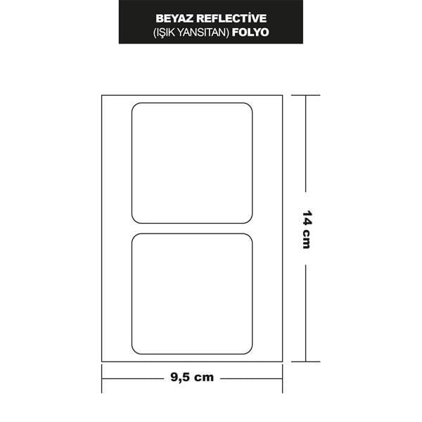 BEYAZ REFLECTİVE (IŞIK YANSITAN) FOLYO 2Lİ KARE 14x9,5 CM