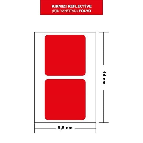 KIRMIZI REFLECTİVE (IŞIK YANSITAN) FOLYO 2Lİ KARE 14x9,5 CM