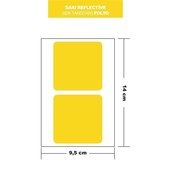 SARI REFLECTİVE (IŞIK YANSITAN) FOLYO 2Lİ KARE 14x9,5 CM