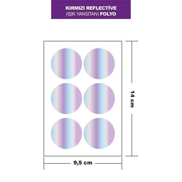 HOLOGRAM (RENK DEĞİŞTİREN) FOLYO 6LI YUVARLAK 14x9,5 CM