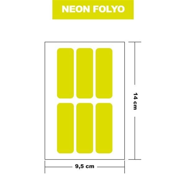 NEON SARI FOLYO 6LI DİKDÖRTGEN 14x9,5 CM