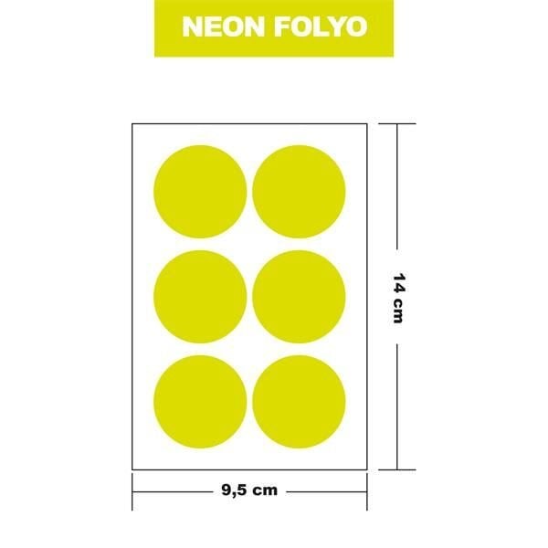 NEON SARI FOLYO 6LI YUVARLAK 14x9,5 CM