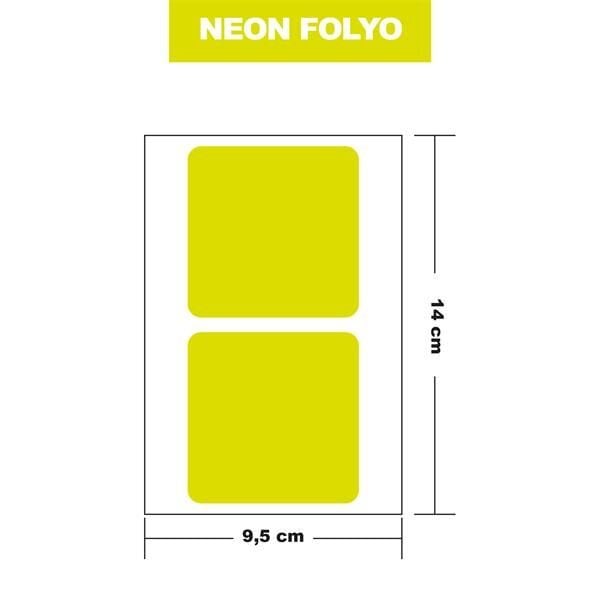 NEON SARI FOLYO 2Lİ KARE 14x9,5 CM
