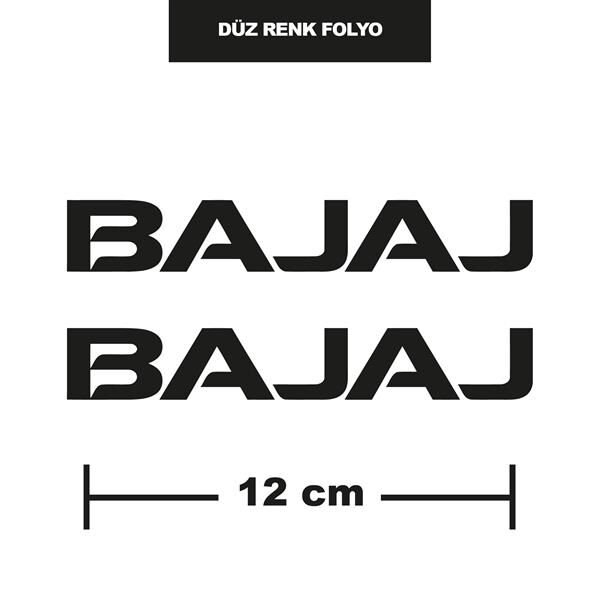DÜZ RENK SİYAH BAJAJ İKİLİ STİCKER 12CM