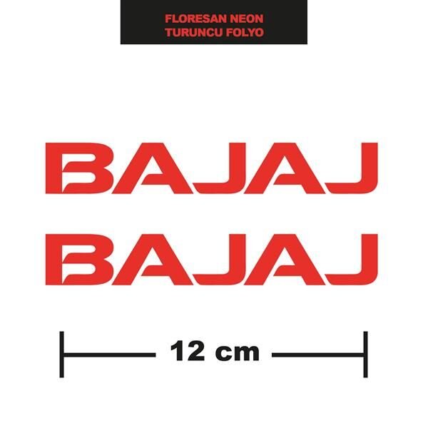 FLORESAN NEON TURUNCU RENK BAJAJ İKİLİ STİCKER 12CM