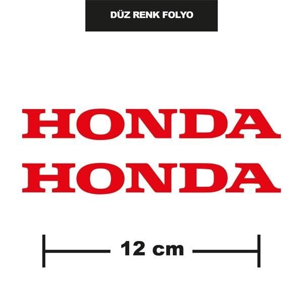 DÜZ RENK KIRMIZI HONDA İKİLİ STİCKER 12CM