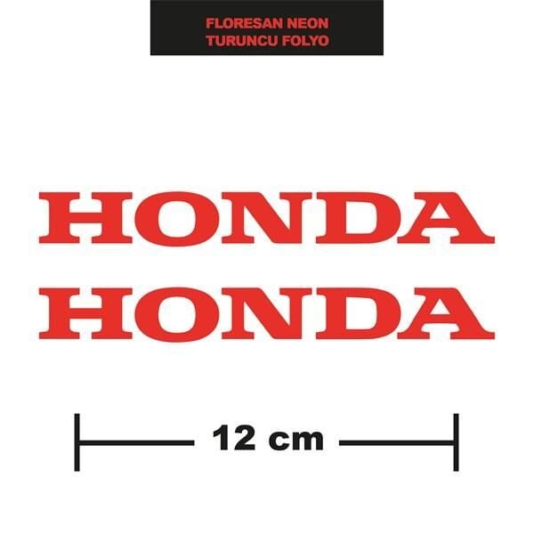 FLORESAN NEON TURUNCU RENK HONDA İKİLİ STİCKER 12CM