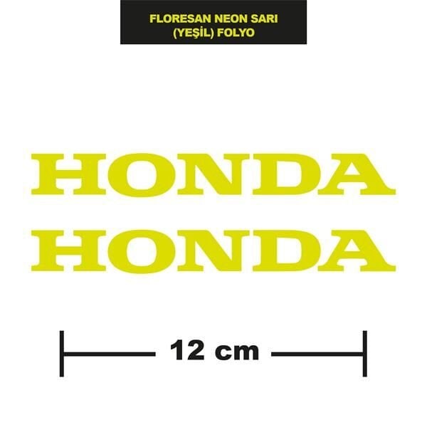 FLORESAN NEON SARI (YEŞİL) RENK HONDA İKİLİ STİCKER 12CM