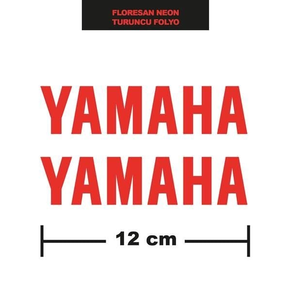 FLORESAN NEON TURUNCU RENK YAMAHA İKİLİ STİCKER 12CM