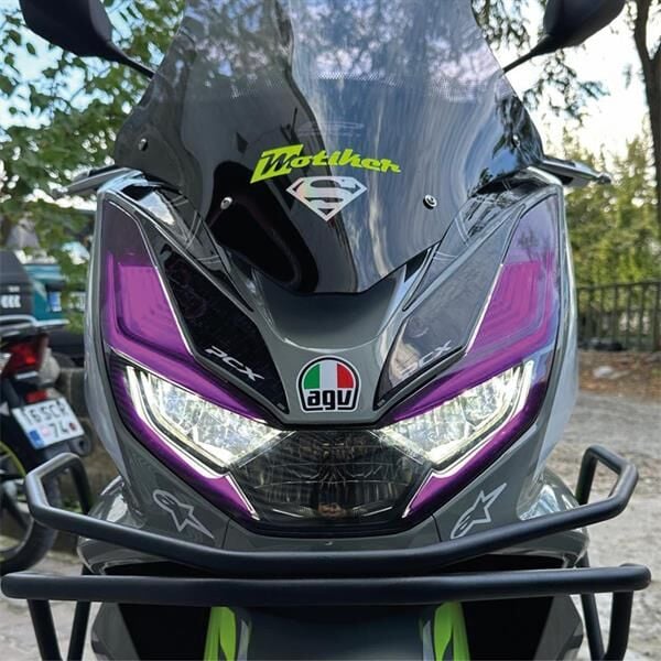 Honda PCX Ön Far Kaşı Şeffaf Sticker Mor