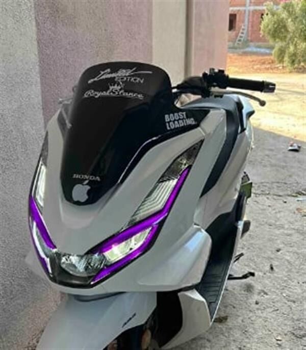 Honda PCX Ön Far Kaşı Şeffaf Sticker Model 2 Mor