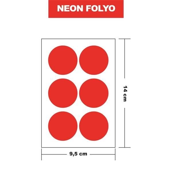 NEON TURUNCU FOLYO 6LI YUVARLAK 14x9,5 CM