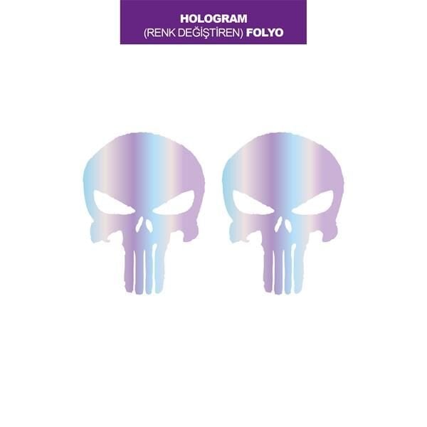 HOLOGRAM RENK DEĞİŞTİREN FOLYO KURU KAFA İKİLİ MİNİ STICKER
