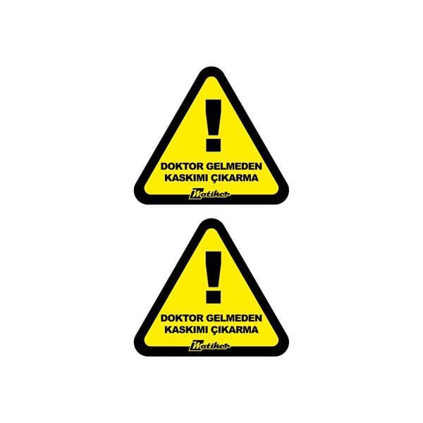 Doktor Gelmeden Kaskımı Çıkartma Ünlem İşaretli Damla Sticker 2'li Siyah Çerçeveli Sarı Renk