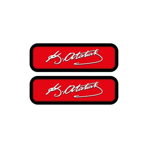 Kırmızı Atatürk İmza 2'li Damla Sticker