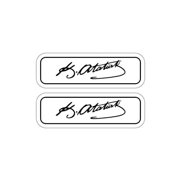 Beyaz Renk Atatürk İmza 2'li Damla Sticker