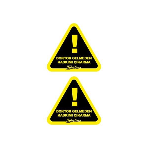 Doktor Gelmeden Kaskımı Çıkartma Ünlem İşaretli Damla Sticker 2'li Sarı Çerçeveli Siyah Renk