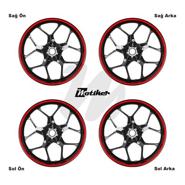 TEK RENK KIRMIZI ŞERİT JANT DIŞ STICKER