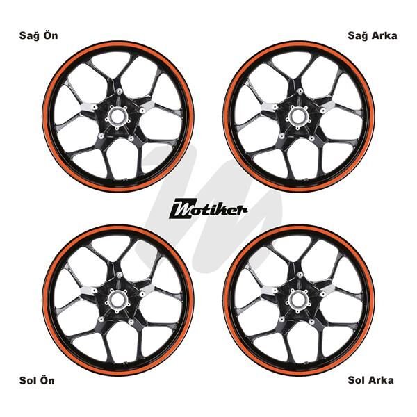 TEK RENK TURUNCU ŞERİT JANT DIŞ STICKER