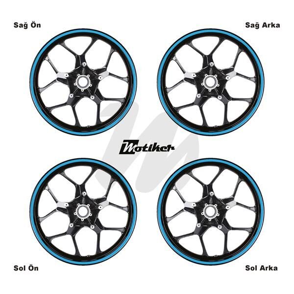 TEK RENK AÇIK MAVİ ŞERİT JANT DIŞ STICKER