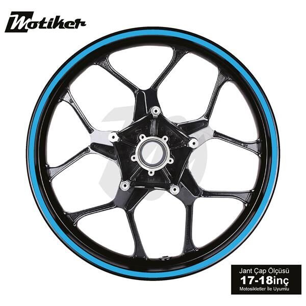 TEK RENK AÇIK MAVİ ŞERİT JANT DIŞ STICKER