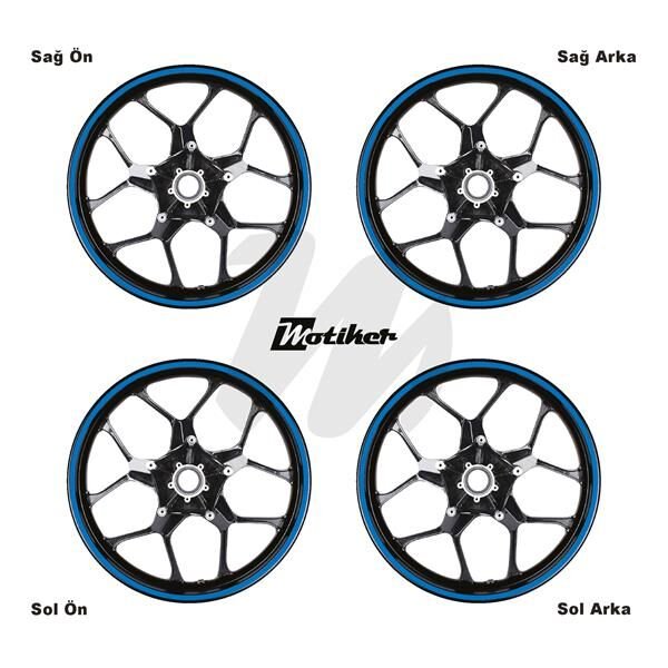 TEK RENK MAVİ ŞERİT JANT DIŞ STICKER