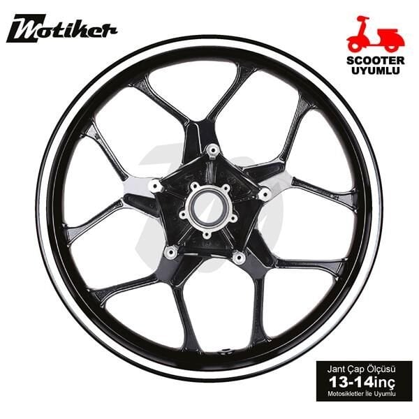 TEK RENK BEYAZ ŞERİT SCOOTER JANT DIŞ STICKER