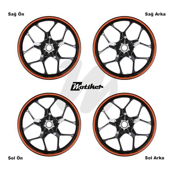 TEK RENK TURUNCU ŞERİT SCOOTER JANT DIŞ STICKER